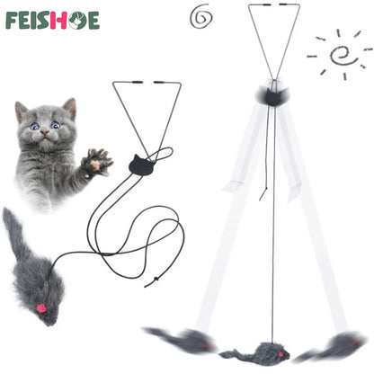 Interactive Hanging Plush Cat Toy